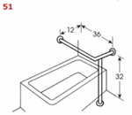 Tub Grab Bar - 36"(H) x 32"(V) with 12" projection