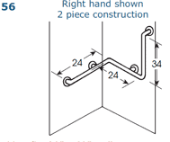 Shower Grab Bar - 24"(H) x 24"(H) x 34"(V)