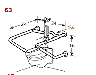 Straddle Grab Bar - with 24" offset crosspiece