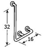 Color Powder Coated Grab bar - L shape, 1.25OD, LH