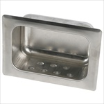 Heavy Duty Recessed Soap Dish with Lip - satin, drywall clamp