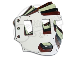 A selection of pickguards for the USA Fender Jaguar with Humbucker Conversion