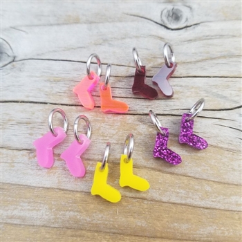 Katrinkles Tiny Sock Stitch Marker Set Pink on Rings