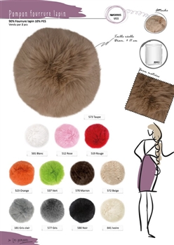 Rabbit Fur Pom-Poms w/o Snap 572 Beige