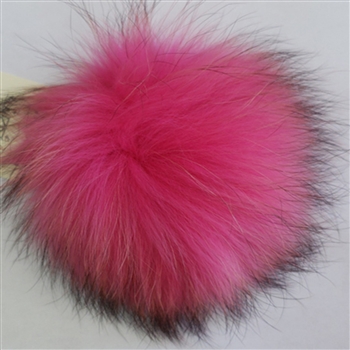 Raccoon Pom-Pom w/ Snap 016 Hot Pink w/ Black Tips