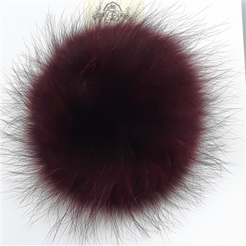 Raccoon Pom-Pom w/ Snap 070 Deep Red w/ Black Tips