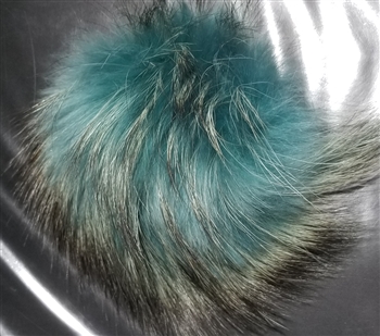 Raccoon Pom-Pom w/ Snap 103 Aqua w/ Black Tips