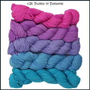 Mad Hatter Mini Skein Packs 31 Color Morph Fuchsia to Turquoise (Final Sale)