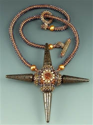 Copper Fire Brick Tree-spike Star Necklace