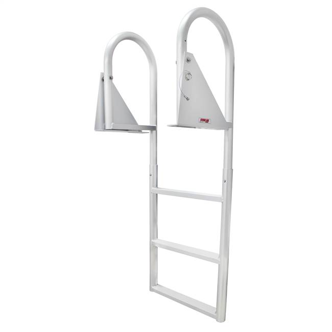 Extreme Max 3005.3470 Heavy-Duty Aluminum Flip-Up Dock Ladder with Comfort Use Round Tube Frame and 21" Wide Steps - 3-Step, 300 lbs. Weight Capacity