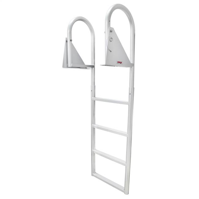 Extreme Max 3005.3473 Heavy Duty Flip-Up Dock Ladder with Comfortable Round Tube Frame - 4 Steps, 21" Step Width, 49.5" Below-Deck Reach, 300 lbs. Weight Capacity