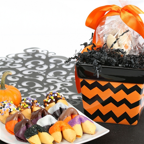 An assortment of spooktacular treats, fruit punch, black raspberry and pumpkin fortune cookies are a ghostly delight.