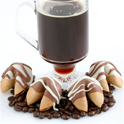 Chocolate Covered Fortune cookies in gourmet cappuccino flavor.