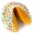 This Easter Gigantic fortune cookie is chocolate covered and decorated with fun flower candies for springing into spring.