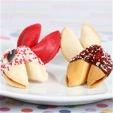 Choose your fortune cookie flavor, chocolate dipping and write your own custom forutnes.