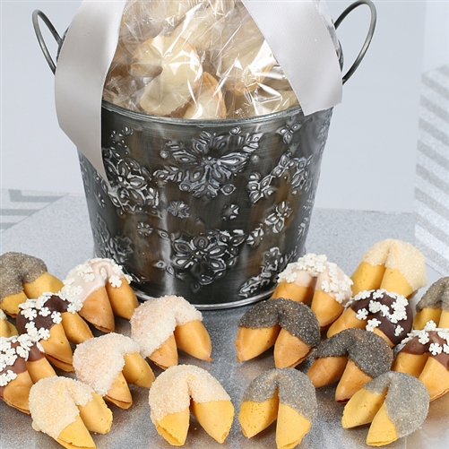 Share good fortune all Hanukkah and holiday season long with these vanilla fortune cookies dipped and decorated for the frosty air.