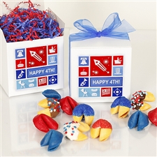 Blueberry, Strawberry, and vanilla fortune cookie explosions! Wave the American flag and show your patriotic side with these gourmet fortune cookies.