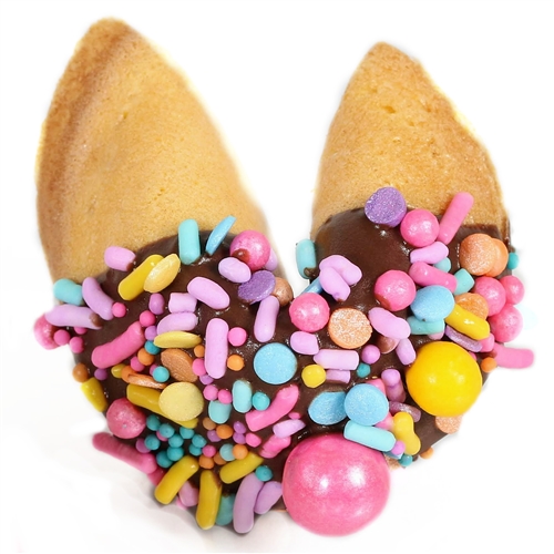 pink and aqua fortune cookies