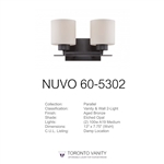 Nuvo 60-5302 Parallel 2-Light Wall Mounted Vanity Light in Aged Bronze Finish with Etched Opal Glass