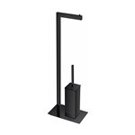 Aqua Piazza by KubeBath Free Standing Toilet Paper Holder With Toilet Brush - Matte Black