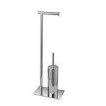 Aqua Rondo by KubeBath Free Standing Toilet Paper Holder With Toilet Brush - Chrome