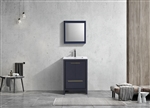 24'' KubeBath Dolce Navy Blue Modern Bathroom Vanity with White Quartz Counter-Top