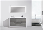 KubeBath Dolce 60'' Double Sink Gray Oak Modern Bathroom Vanity