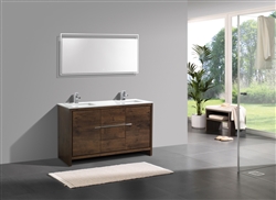 KubeBath Dolce 60'' Double Sink Rose Wood Modern Bathroom Vanity