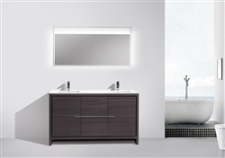 KubeBath Dolce 60'' Double Sink Gray Oak Modern Bathroom Vanity