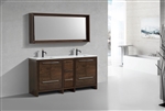 KubeBath Dolce 72'' Double Sink High Rose Wood Modern Bathroom Vanity