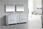 KubeBath Dolce 83'' Double Sink Gloss White Modern Bathroom Vanity