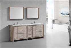 KubeBath Dolce 83'' Double Sink Nature Wood Modern Bathroom Vanity