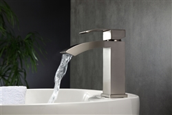 Aqua Balzo Single Lever Wide Spread Bathroom Vanity Faucet - Brushed Nickel