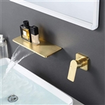 Aqua Flusso by KubeBath Wall Mount Widespread Waterfall Faucet - Brushed Gold