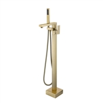 Aqua Floor Mounted Soaker Tub Faucet - Brushed Gold