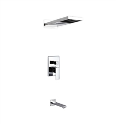 Aqua DUO Shower Set w/ Square Rain Shower and Waterfall and Tub Filler