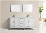 Anziano 72" Double Sink Glossy White Vanity w/ Countertop