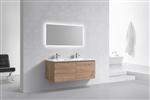 48'' Balli Double Sink Modern Wall Mount bathroom Vanity - White Oak