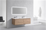 60'' Balli Double Sink Modern Wall Mount bathroom Vanity - White Oak