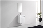 Bliss 16'' High Gloss White Wall Mounted Modern Bathroom Vanity