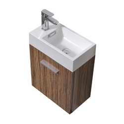 Bliss 18'' High Glossy Chestnut Wood Wall Mounted Modern Bathroom Vanity