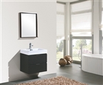 Bliss 24" Black Wall Mount Modern Bathroom Vanity