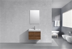 Bliss 30" High Glossy Chestnut Wood Modern Bathroom Vanity
