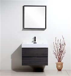 Bliss 30" Gray Oak  Wall Mount Modern Bathroom Vanity