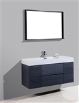 Bliss 48" Gray Oak Wall Mount  Single Sink Modern Bathroom Vanity