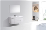 Bliss 48" High Glossy White Wall Mount  Singel Sink Modern Bathroom Vanity