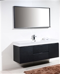 Bliss 60"  Black Wall Mount  Single Sink Modern Bathroom Vanity