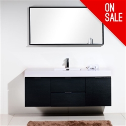 Bliss 60" High Gloss Black Wall Mount  Double Sink