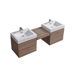 Bliss 68" Butternut Wood Mount  Double Sink Modern Bathroom Vanity