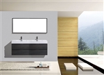 Bliss 80'' Gray Oak Wall Mount  Double Sink Modern Bathroom Vanity